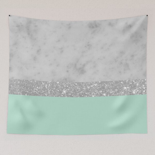 Item preview, White Marble Mint Silver Stripe Glam #1 (Photo of Glitter Only - Not Reflective) designed and sold by Anita's & Bella's Art.