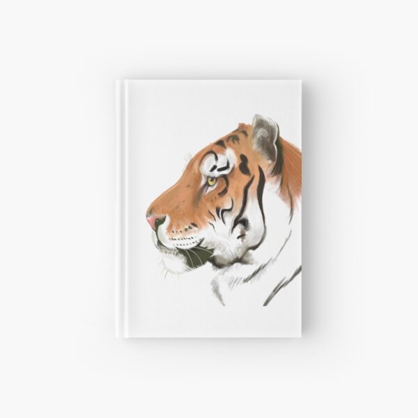 Portrait of a Tiger on white background Hardcover Journal