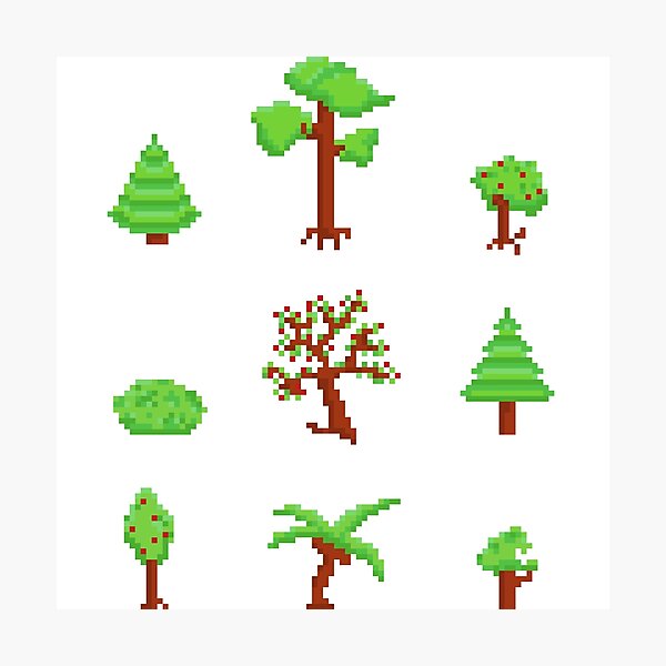 Pixel Art Variety Of Trees Photographic Print By Aeirsoul Redbubble