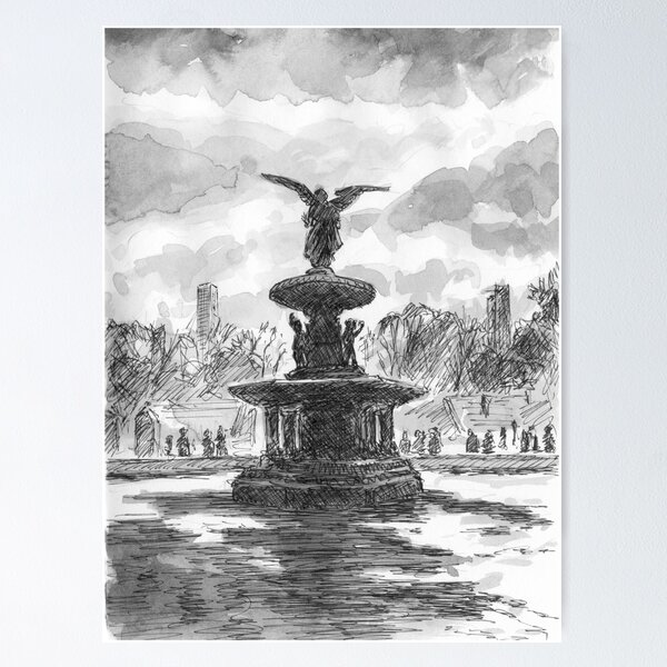 New York City, Manhattan, Central Park, Angel of the Waters Fountain, Bethesda  Terrace Wall Art, Canvas Prints, Framed Prints, Wall Peels
