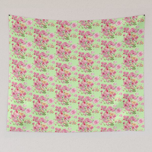 Item preview, Pink Roses on Light Green Background designed and sold by CarolineLembke.
