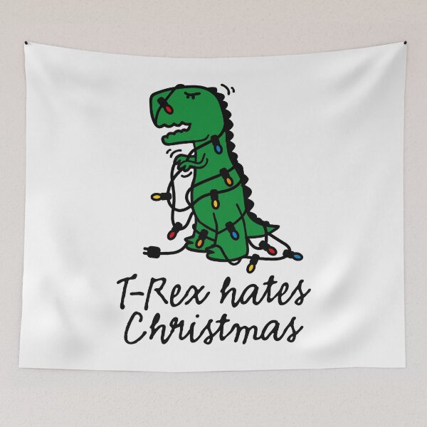 Item preview, T-Rex hates Christmas lights dinosaur funny xmas designed and sold by LaundryFactory.