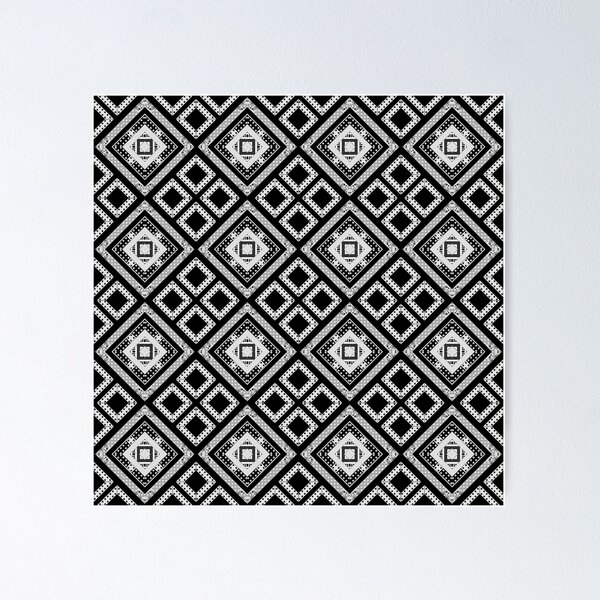 Item preview, Geometric plaid patchwork quilting patches monochrome black white gray designed and sold by fuzzyfox.