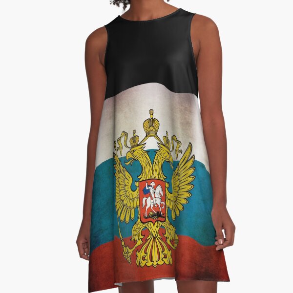 Waving flag of Russia A-Linien Kleid