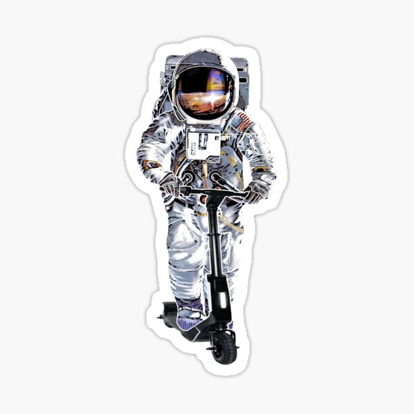 Vista previa del artículo con la obra «Escooter scooter eléctrico E-scooter Astronauta idea de regalo», diseñado y vendido por DynaMike2012.
