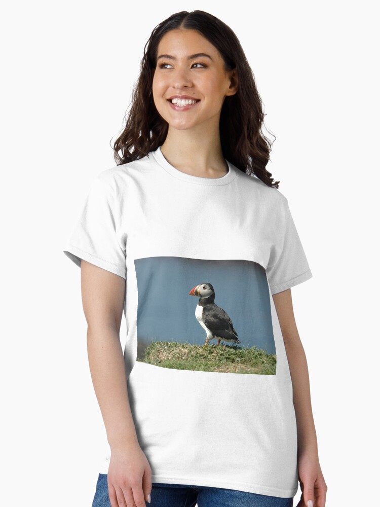 Thumbnail 2 of 7, Classic T-Shirt, Solitary Puffin in profile designed and sold by SiobhanFraser.