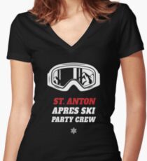 Apres Ski Party Crew St. Anton Ski Snowbording Holiday vacation Women's Fitted V-Neck T-Shirt