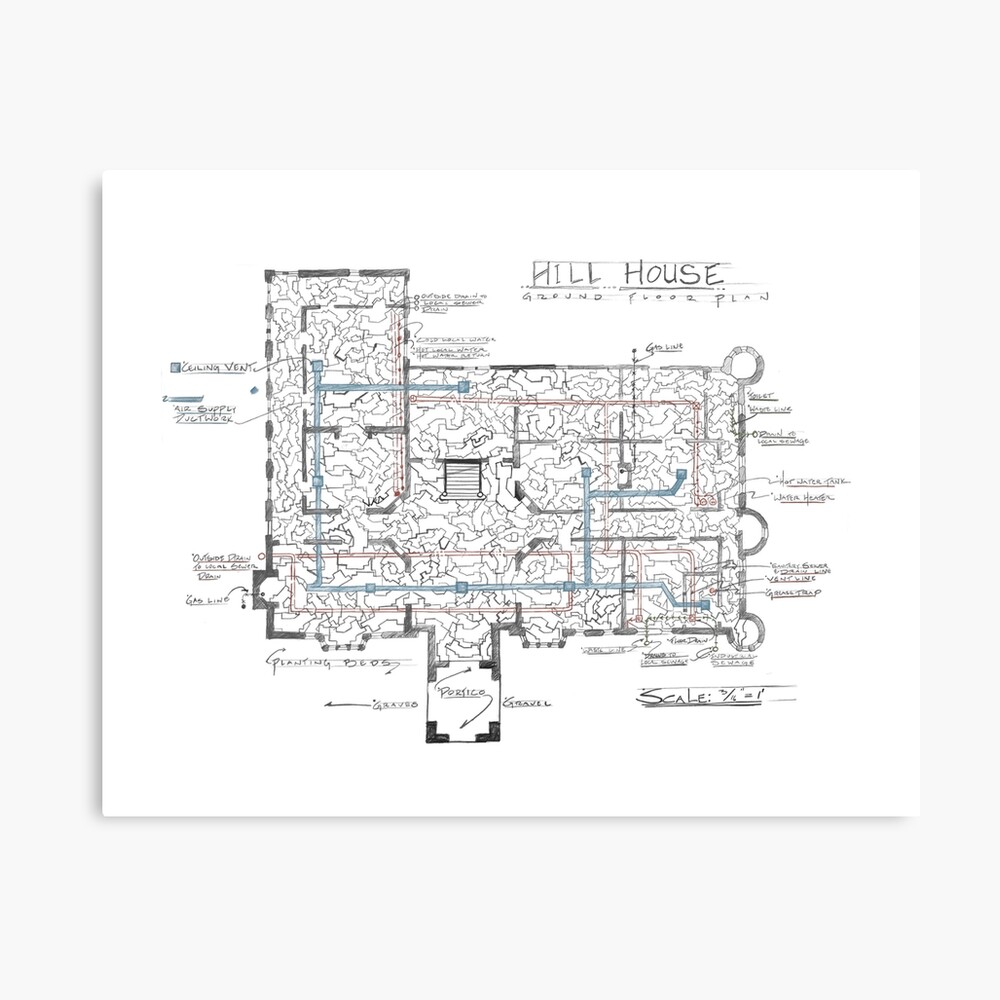 Haunting Of Hill House Blueprint Poster By Burnsydelight Redbubble