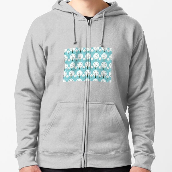 White trees repeating pattern design Zipped Hoodie