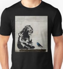 Banksy Girl with Blue Bird Unisex T-Shirt
