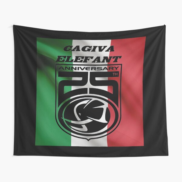 Cagiva Elefant, 25 Year Anniversary on Italian Flag Tapestry