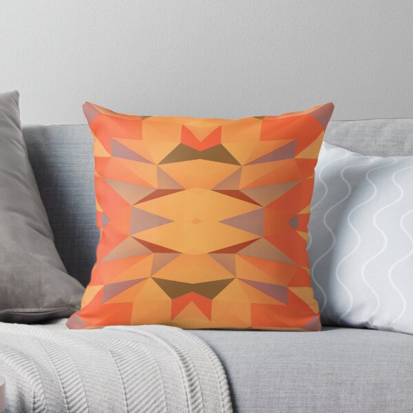 Red Orange Polygonal Patttern Throw Pillow