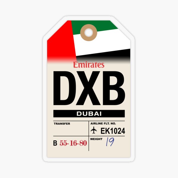 Dubai (DXB) Airline Luggage Tag Transparent Sticker