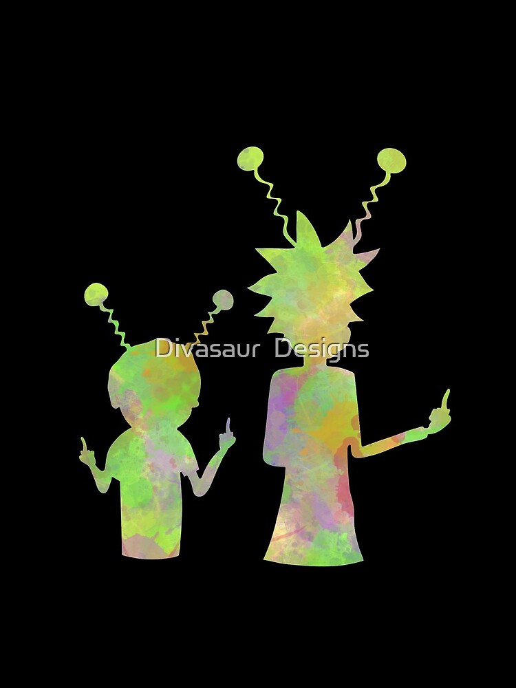Rick and Morty silhouette - Peace among worlds by DivasaurDesigns