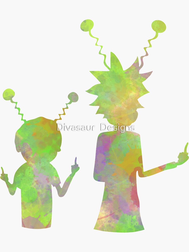 Rick and Morty silhouette - Peace among worlds by DivasaurDesigns