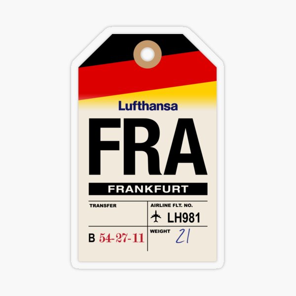 Frankfurt (FRA) Germany Airline Luggage Tag Transparent Sticker