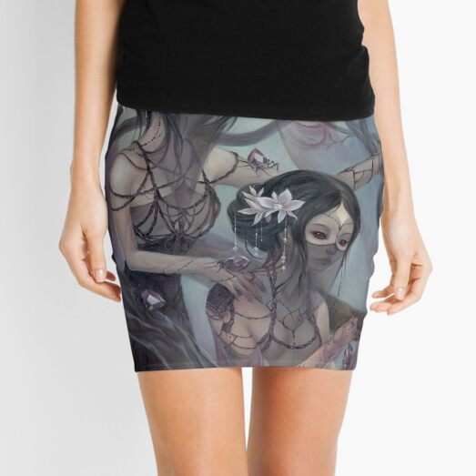 collecting silk from crystal spiders Mini Skirt