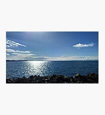 Beach, sea, rocks and blue sky Photographic Print