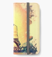 Vinilo o funda para iPhone Torre Eiffel en luz amarilla chaleco jaunes