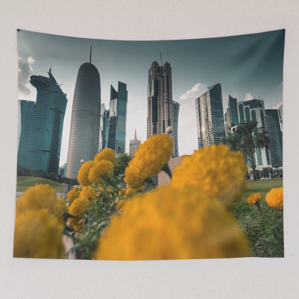Item preview, doha skyline with flowers designed and sold by franckreporter.