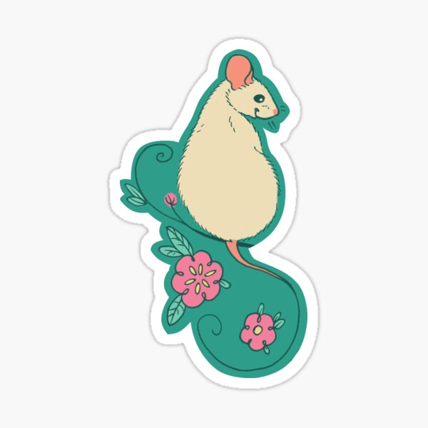 Floral Rat Retro Pink and Teal Sticker