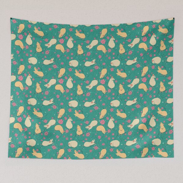 Item preview, Floral Rat Retro Pink and Teal designed and sold by Holly Wells . Sweet Illustrations.
