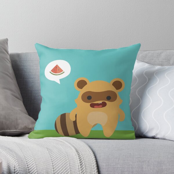 Mapuski Raccoon COLOR Throw Pillow