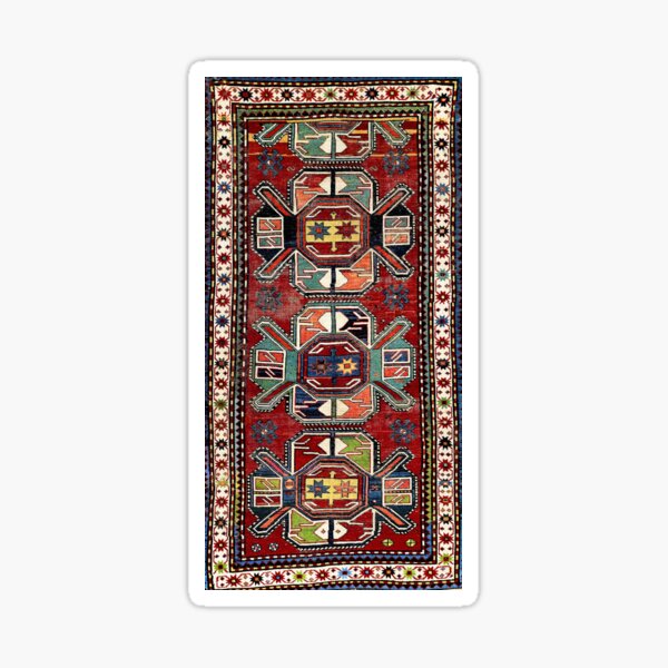 Aperçu de l'œuvre Karabagh Antique Azerbaïdjan Caucase du Sud Tapis Imprimé créée et vendue par Vicky Brago-Mitchell®.