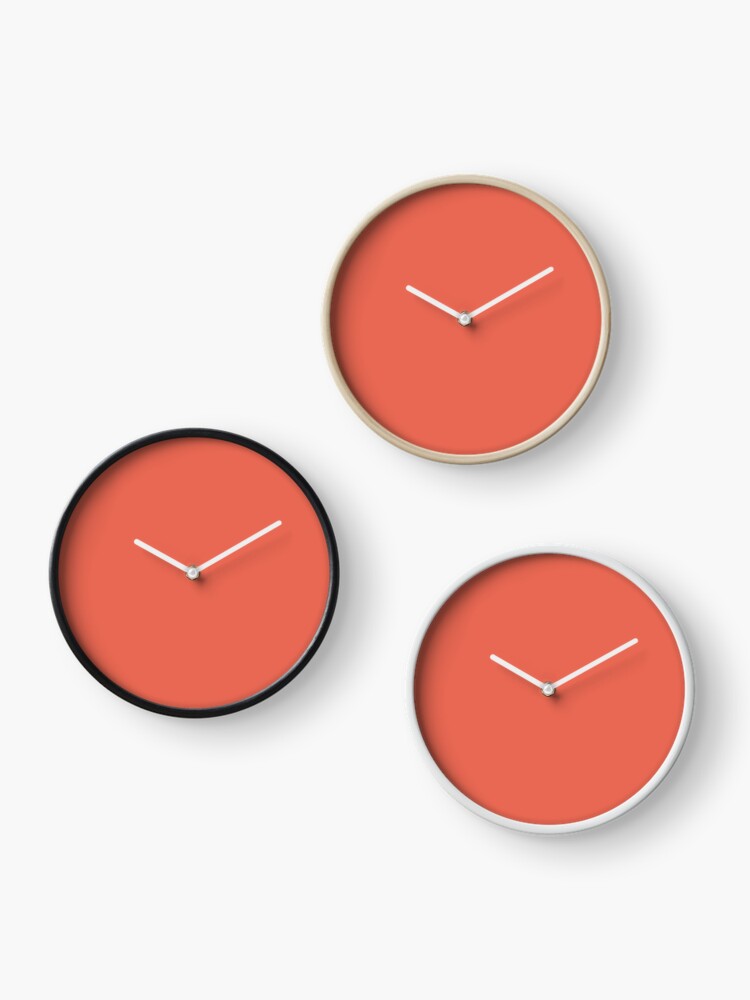 Thumbnail 3 von 4, Uhr, Einfarbige Pantone-Farbe des Jahres Living Coral 16-1546 designt und verkauft von PIPAArtHomeDeco.