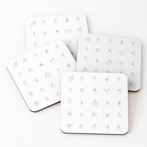 Black Middle Fingers Coasters (Set of 4)