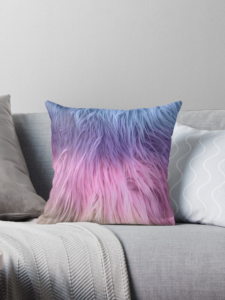 Pink fur throw online pillow