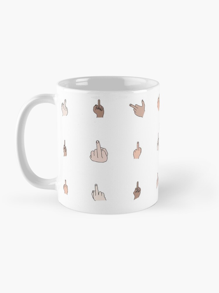 Thumbnail 3 of 6, Coffee Mug, Middle Fingers Colored With Outlines designed and sold by clarkstpress.