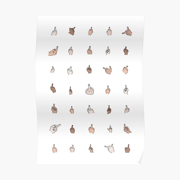 Dedos medios coloreados con contornos Póster