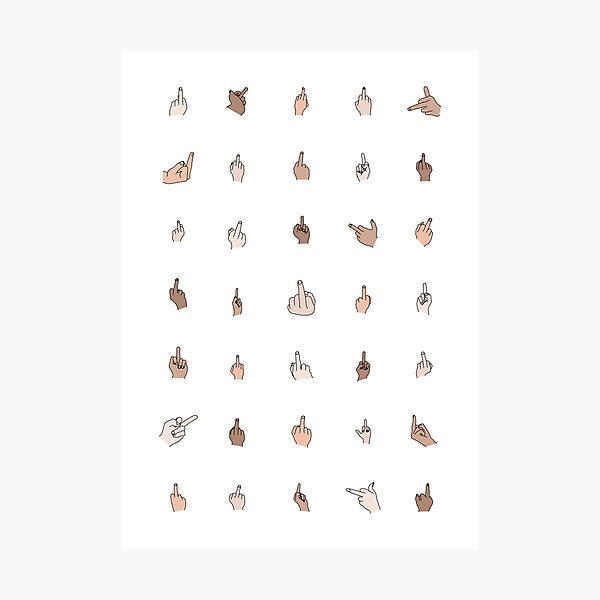 Middle Fingers Colored With Outlines Photographic Print