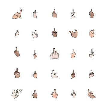 Artwork thumbnail, Middle Fingers Colored With Outlines by clarkstpress