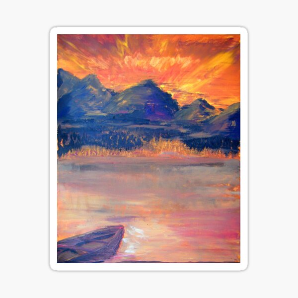 Canoe In The Sunset Sticker