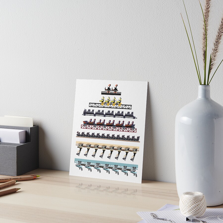 Alton Towers Coaster Trains Design Art Board Print
