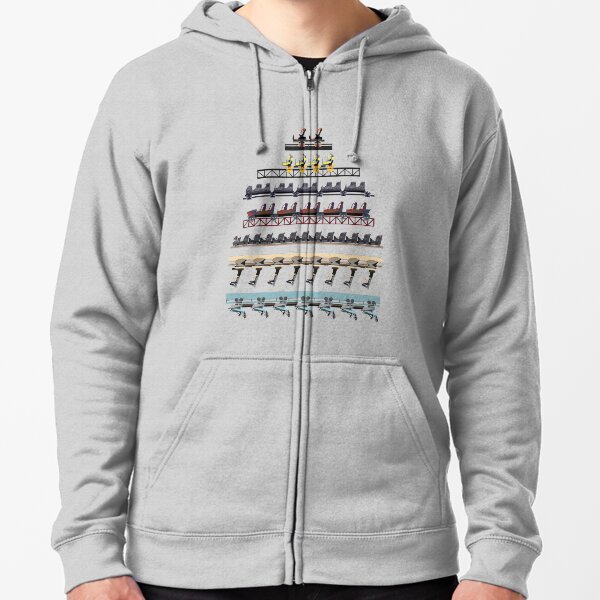 Alton Towers Coaster Trains Design Zipped Hoodie
