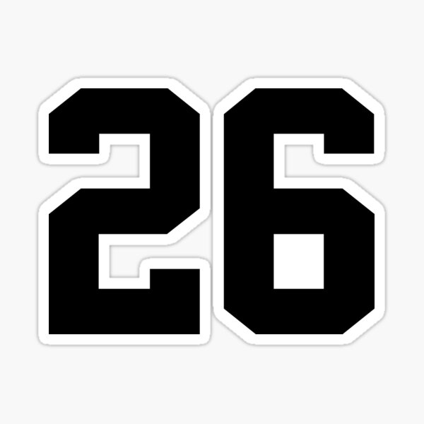 26. Number twenty-six on shirts and stuff. Sticker for Sale by Swaygo |  Redbubble