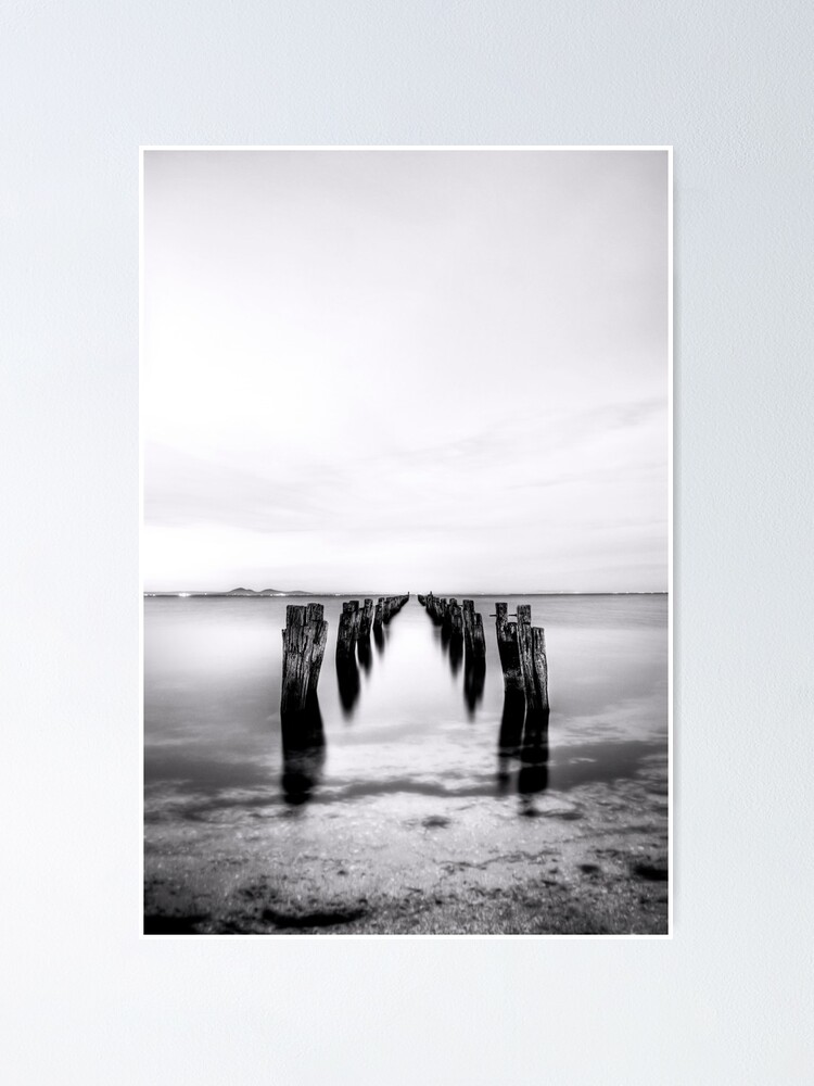 Alternate view of Old Jetty - Black and White 03 Poster