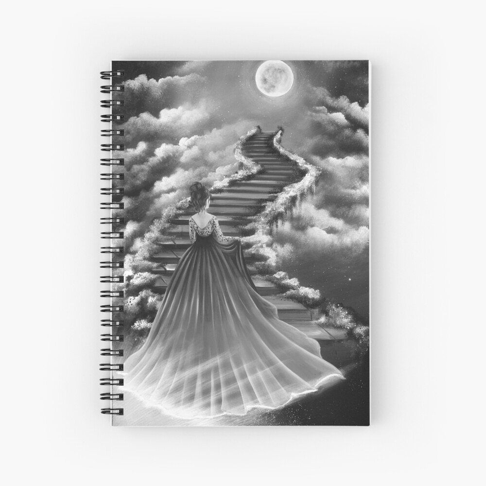 black and white stairway to heaven drawing