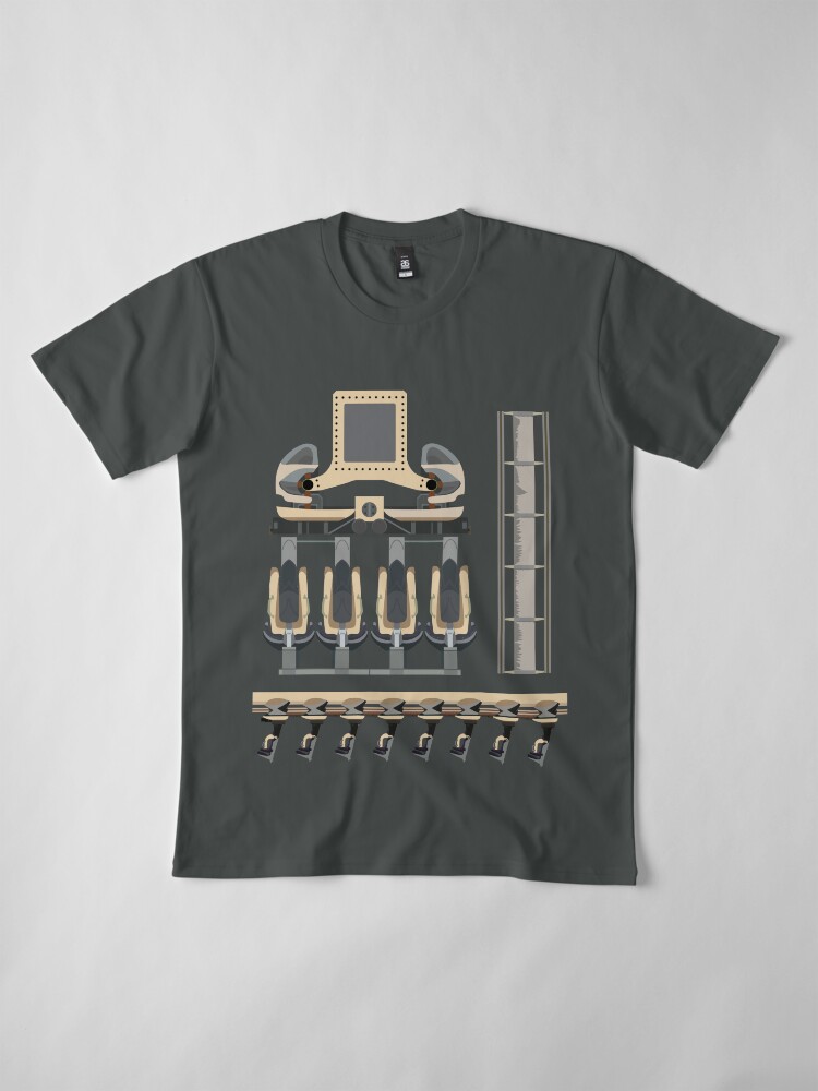 Alternate view of Nemesis Rollercoaster Alton Towers Blueprint Design Premium T-Shirt