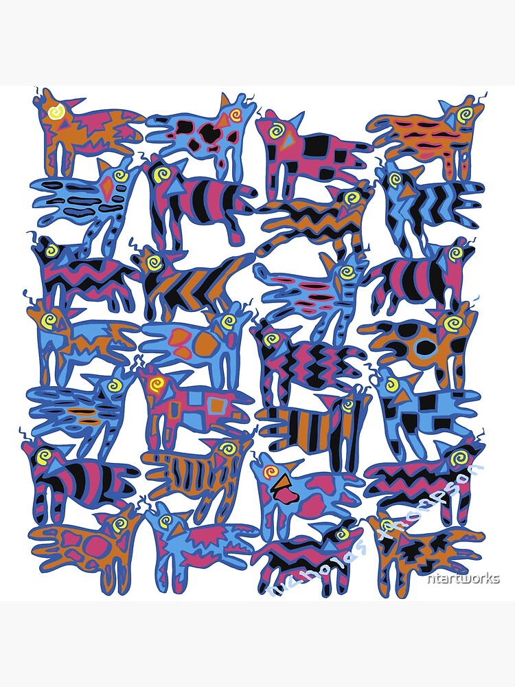 Thumbnail 3 of 3, Throw Pillow, Colorful Abstract Coyote designed and sold by ntartworks.