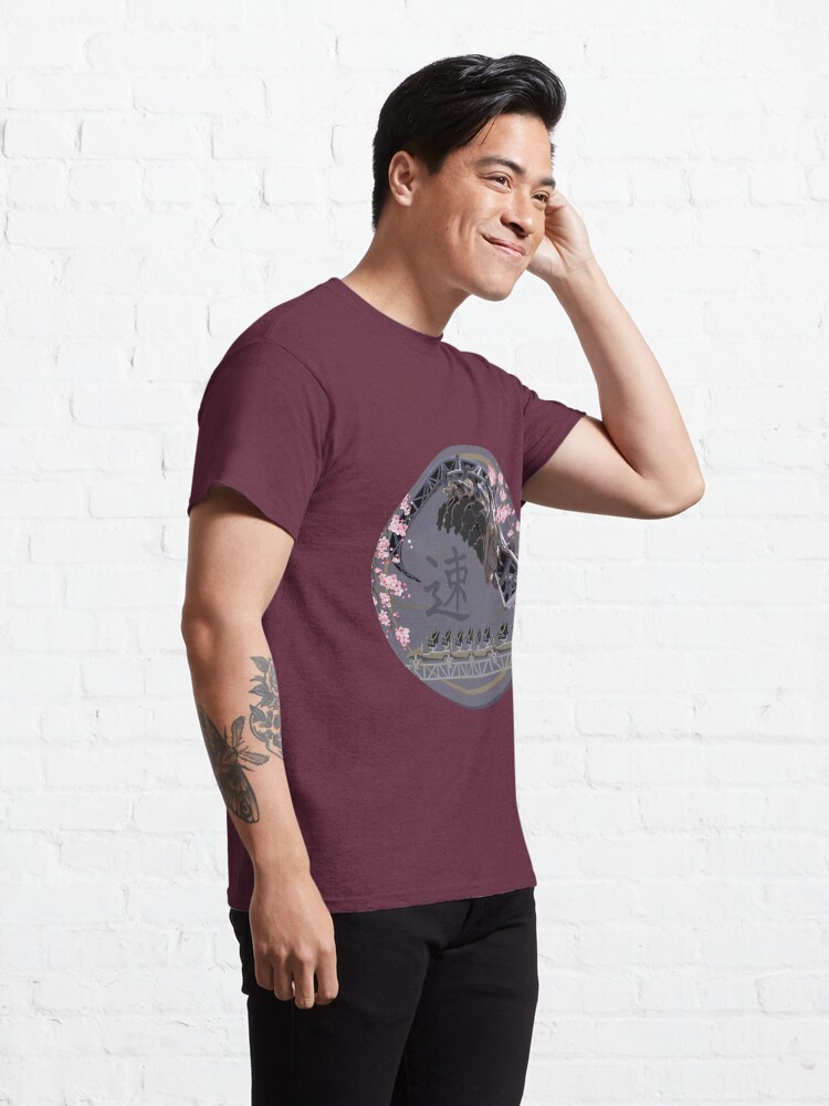 Alternate view of ICON The Ride - Blackpool Pleasure Beach - Cherry Blossoms and Hand-Drawn Art Design Classic T-Shirt