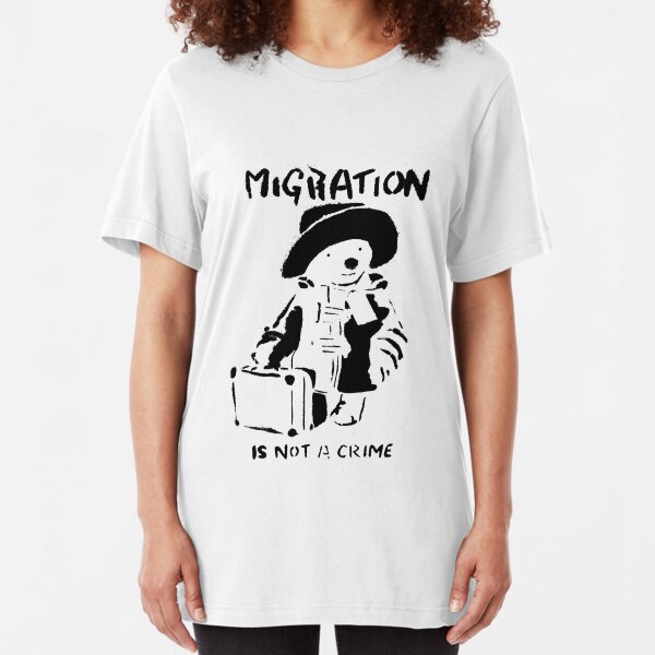 Banksy - Migration Is Not A Crime Slim Fit T-Shirt