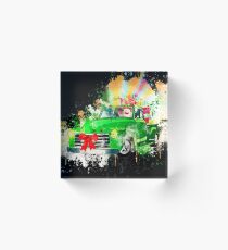 Christmas retro car santa claus gifts watercolor painted Acrylic Block