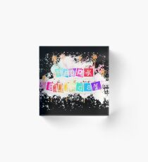Birthday chalkboard font dashed watercolor painted Acrylic Block