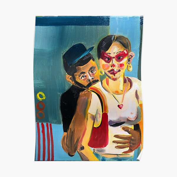 Yung Love (gestural oil painting, colorful, bella hadid and the weekend) Poster