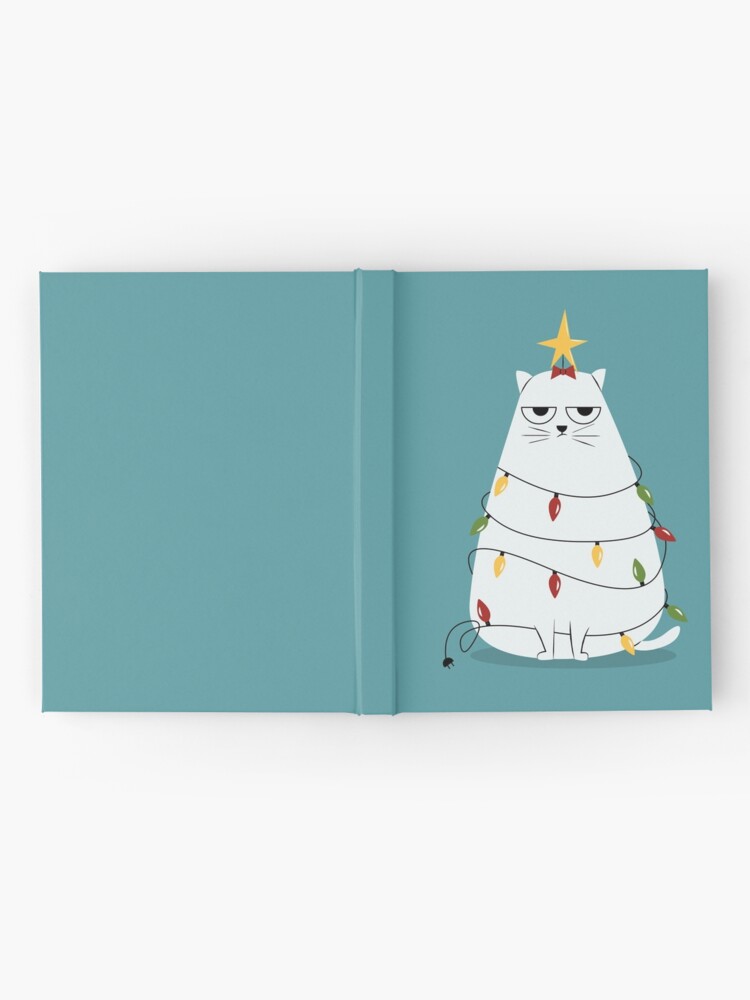 Thumbnail 2 of 3, Journal, Grumpy Christmas Cat designed and sold by cartoonbeing.