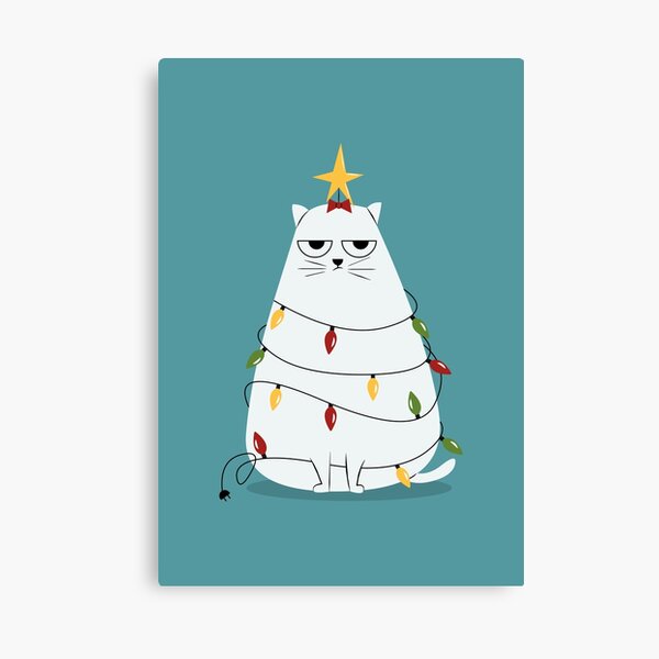 Grumpy Christmas Cat Canvas Print